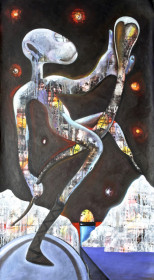 Eric Massholder, « Snakeman », 2018, Oil on canvas, 125 x 67 cm
