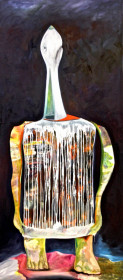 Eric Massholder, « Waiting », Oil on wood, 200 x 100 cm