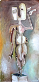 Eric Massholder, « Totem », 2017, Mixed media on canvas, 215 x 100 cm