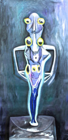 Eric Massholder, « Totem », 2017, Mixed media on canvas, 151 x 76 cm