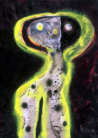 Eric Massholder, « Moon Kiss », Mixed media on paper, 100 x 70 cm