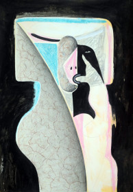 Eric Massholder, « Daumenlutscher », 2014, Mixed media on paper, 100 x 70 cm