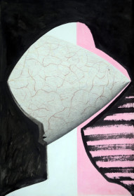 Eric Massholder, « Between black and pink », 2014, Mixed media on paper, 100 x 70 cm